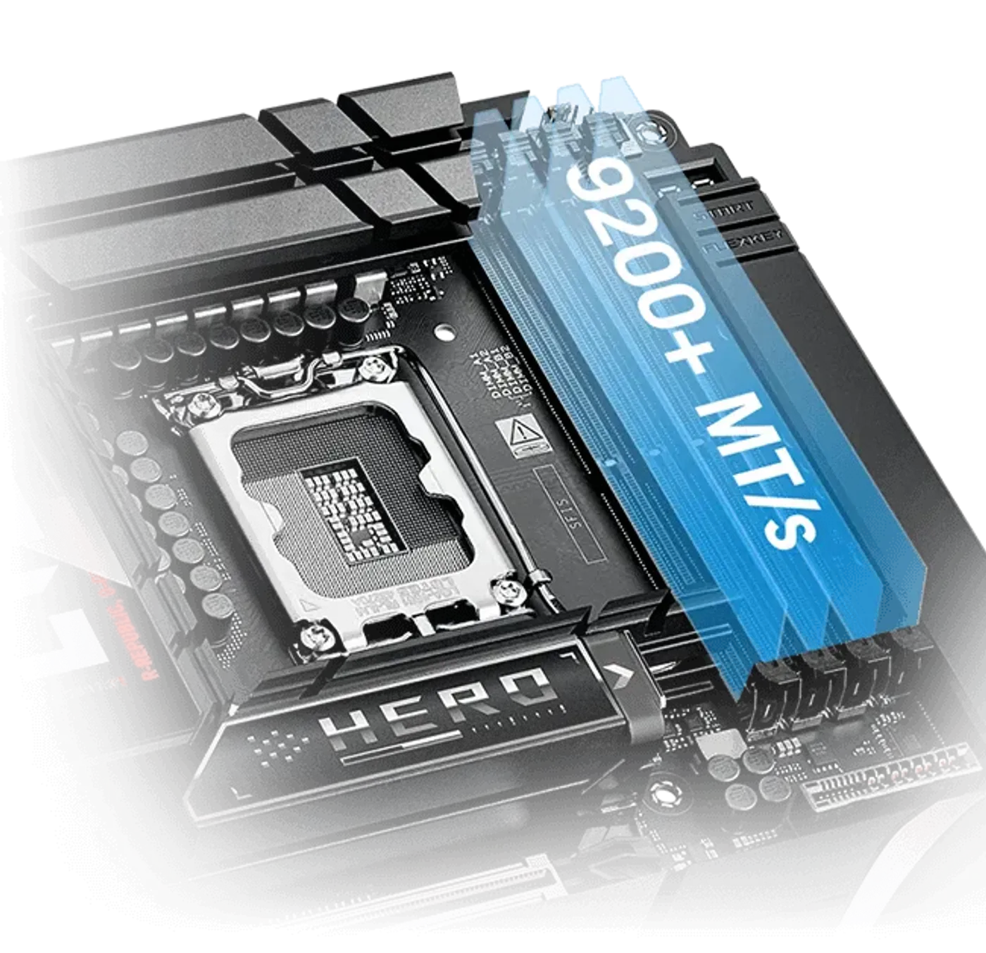 The ROG Maximus Z890 Hero BTF lets you overclock memory up to 8800+ MT/s.