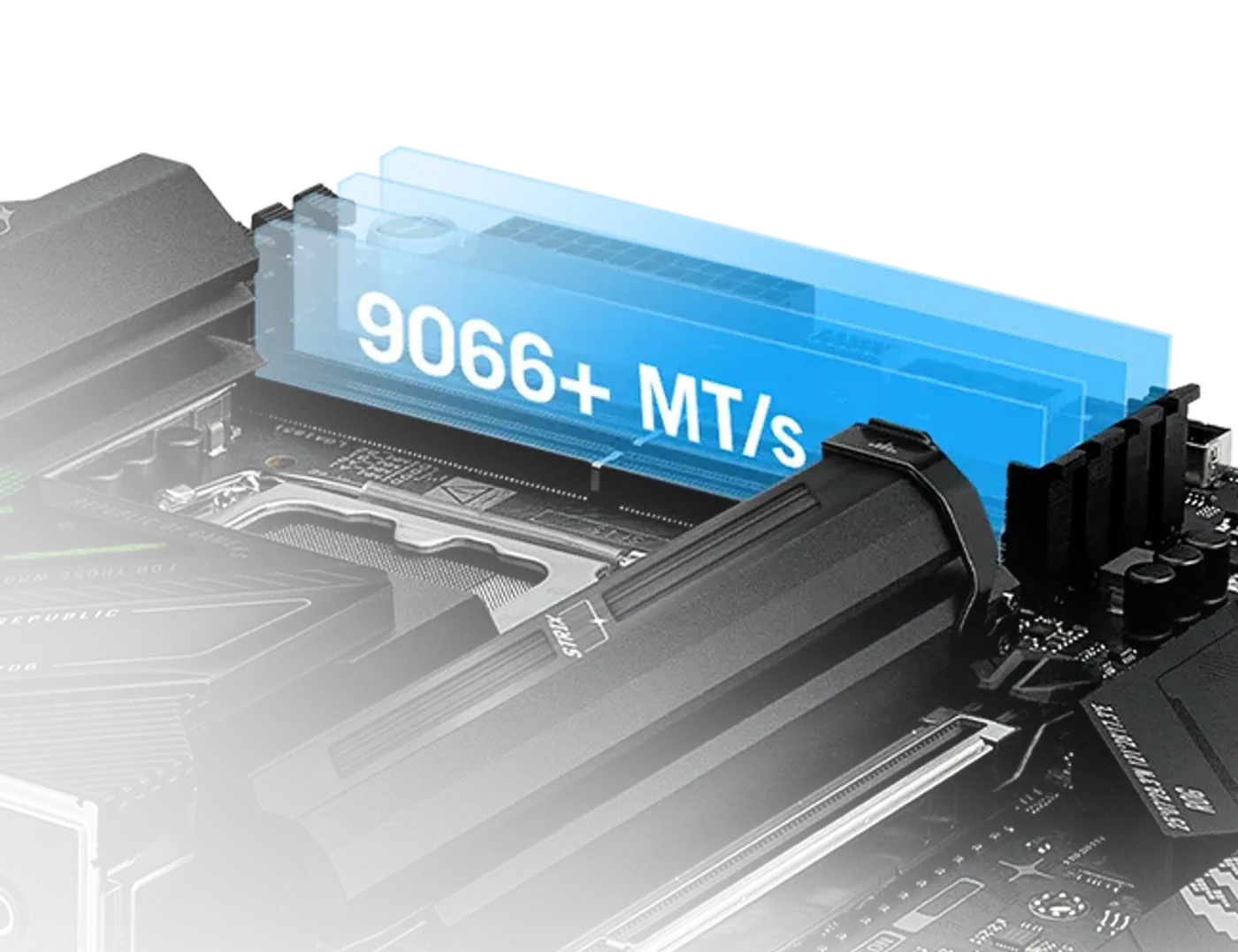 The Strix Z890-F lets you overclock memory up to 9066+ MT/s