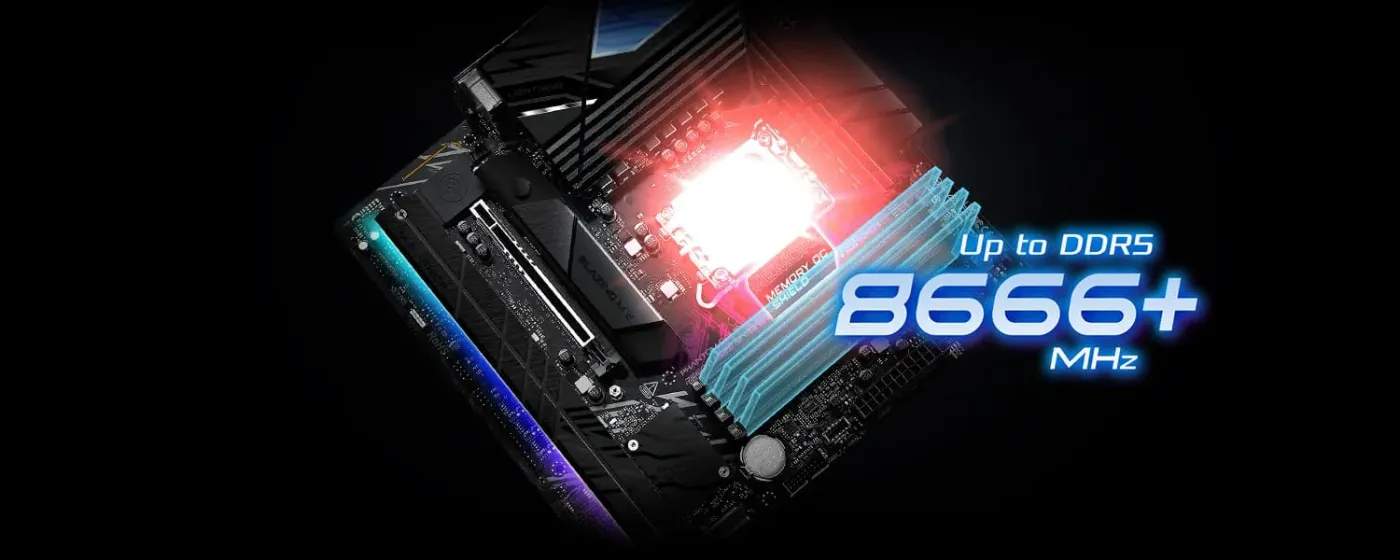 DDR5 XMP & EXPO Support and Memory OC Shield diagrams for memory overclocking