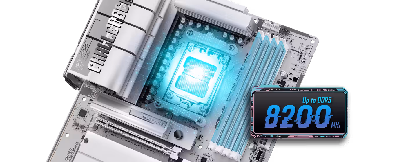 DDR5 memory slots supporting Intel XMP and AMD EXPO overclocking profiles