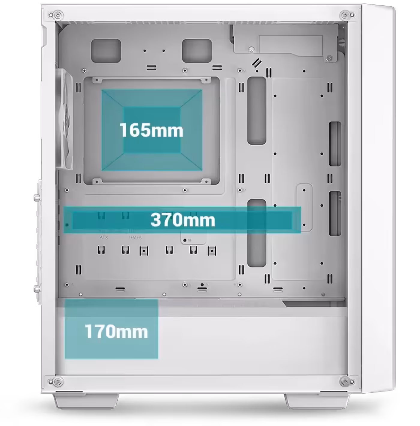 Spacious interior layout showcasing compatibility with large components