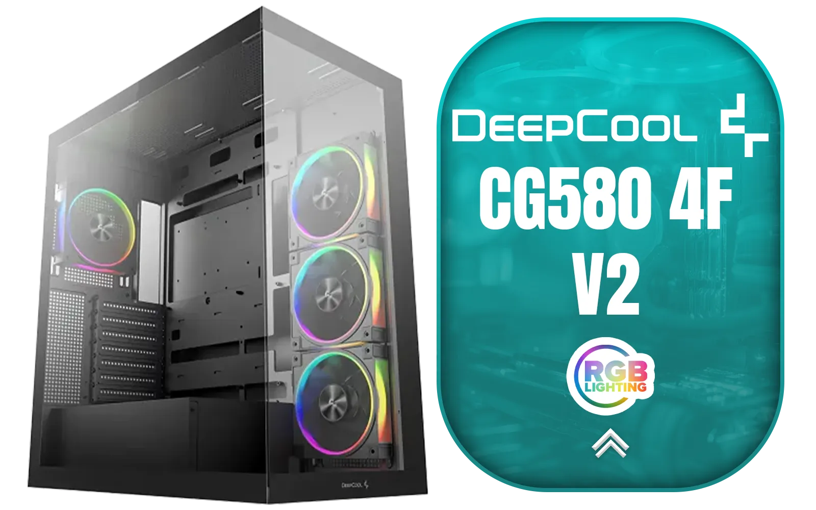DeepCool CG580 4F V2 ATX Mid Tower Gaming Case - Black / 4 Built-in ARGB Fans / 360mm Radiator Support / No A-Pillar Design / 270° Glass Side & Front Panels / Supports ITX, Micro-ATX, ATX / USB 3.0 / USB Type-C / CG580-4F-V2