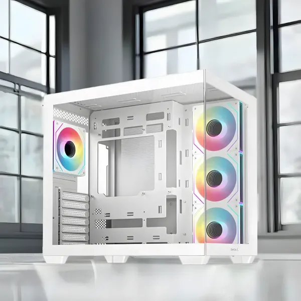 DEEPCOOL CG530 White Mid Tower Case — 4x ARGB Fans, 360mm Radiator