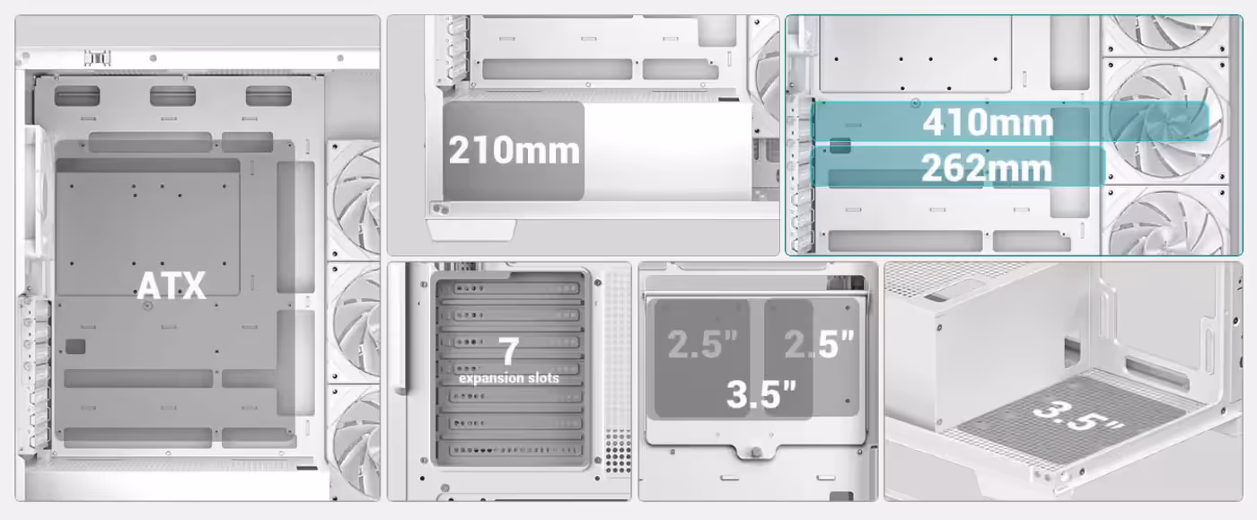 Component compatibility diagram for DeepCool CG580 4F White case