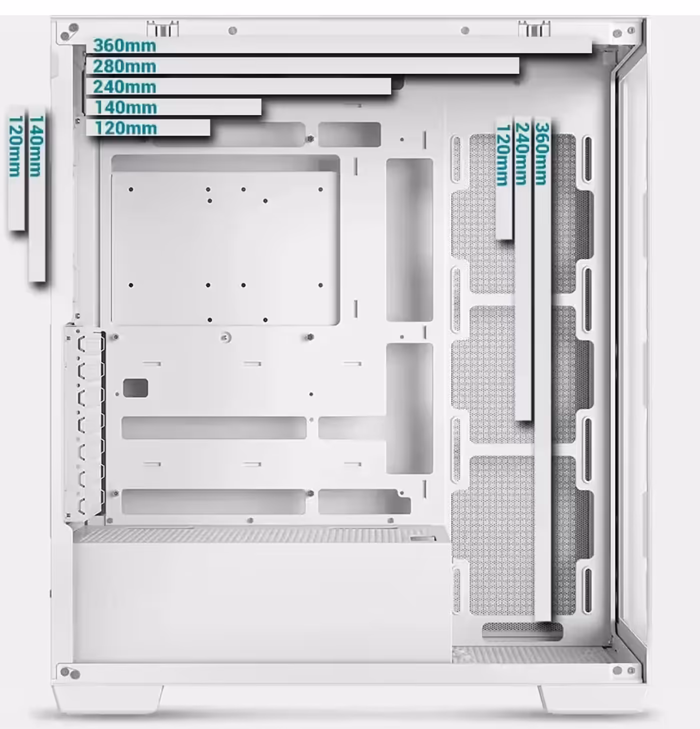 Radiator and cooling fan support specifications for DeepCool CG580 4F