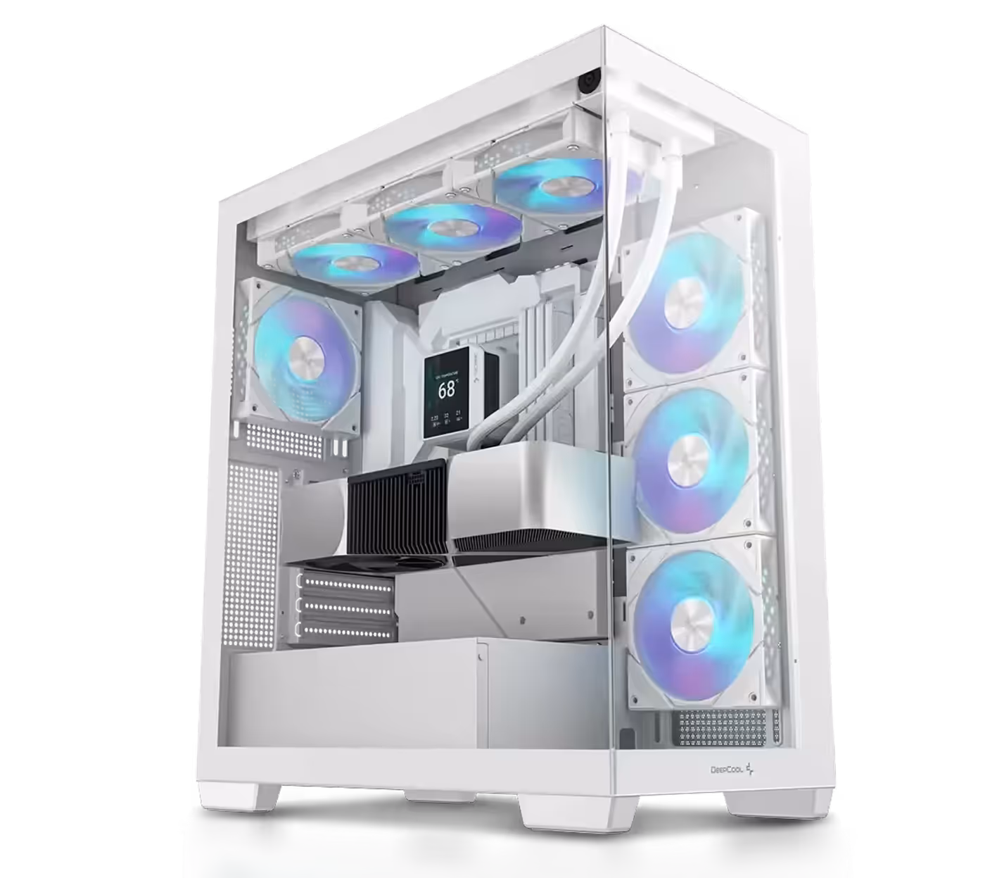 DeepCool CG580 4F White Gaming Case Interior with ARGB Fans