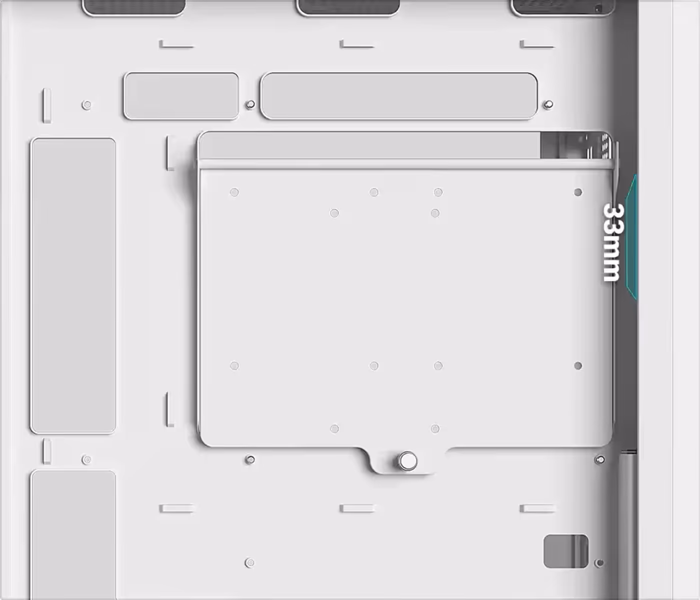Interior of the DeepCool CG580 showing the single chamber layout and cable routing space