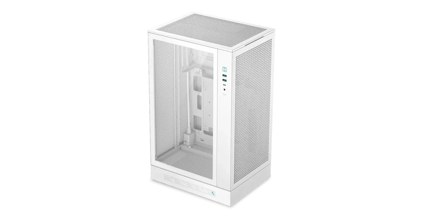 DeepCool CH270 Digital white micro-ATX case with its tempered glass side panel