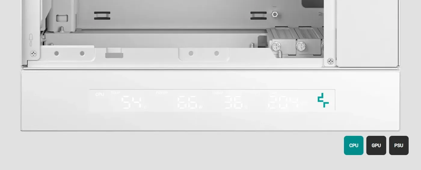 Interior of the DeepCool CH270 showing fan mounting positions and cable space