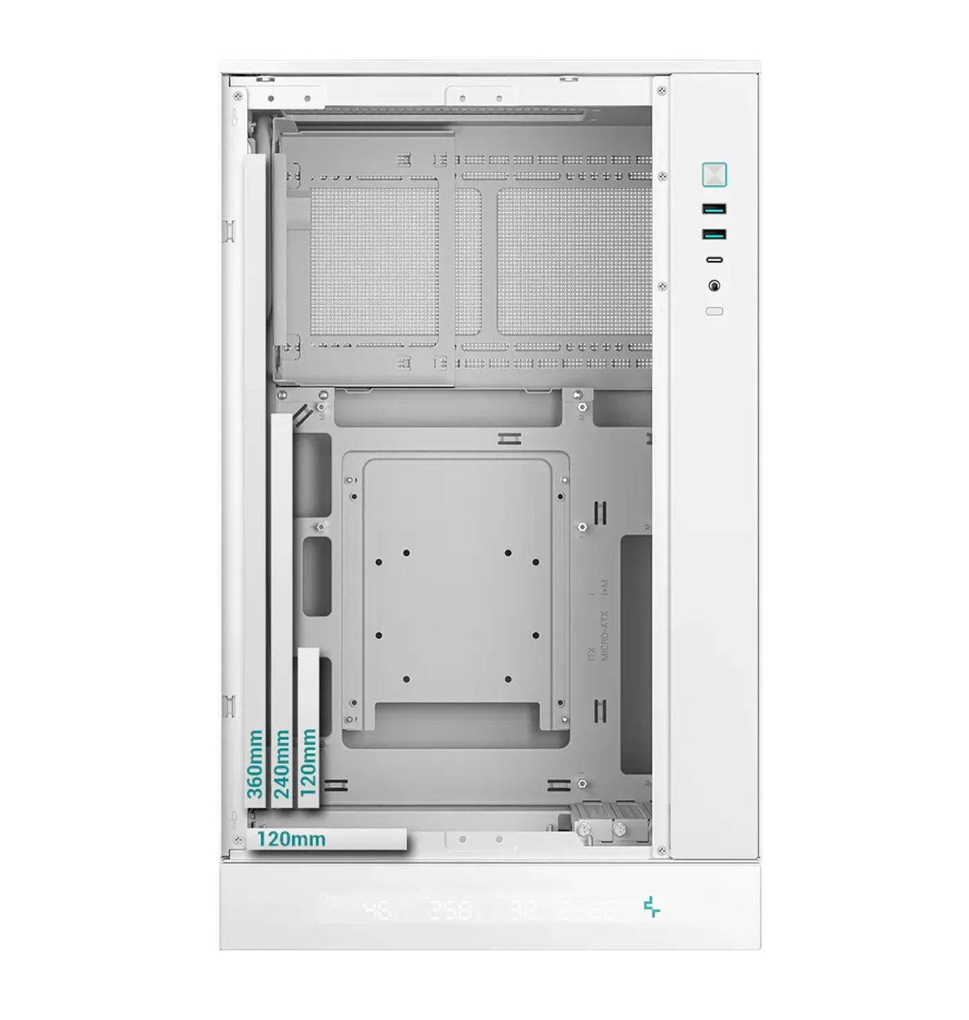 DeepCool CH270 case with 140mm fan and radiator mounting positions