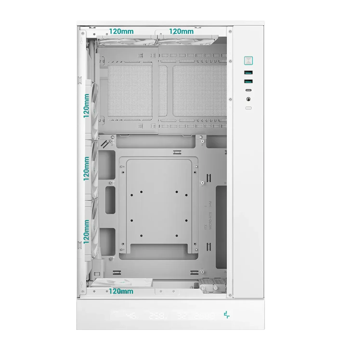 Radiator compatibility chart for the DeepCool CH270 across mounting positions