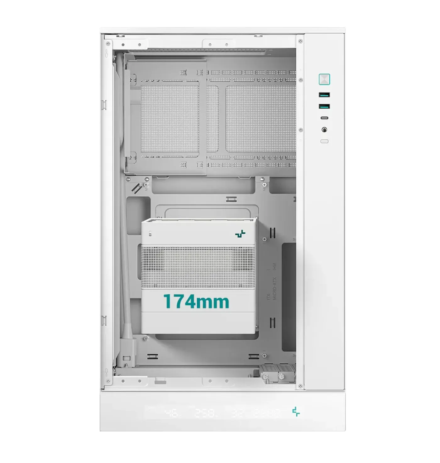 Removable power supply bracket in the DeepCool CH270 micro-ATX case