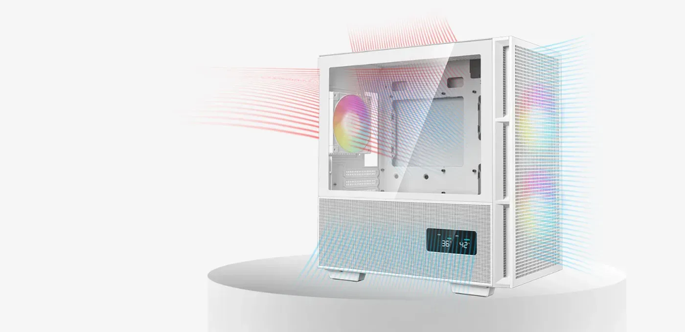 Desktop view of CH360 Digital Gaming Case showing airflow design