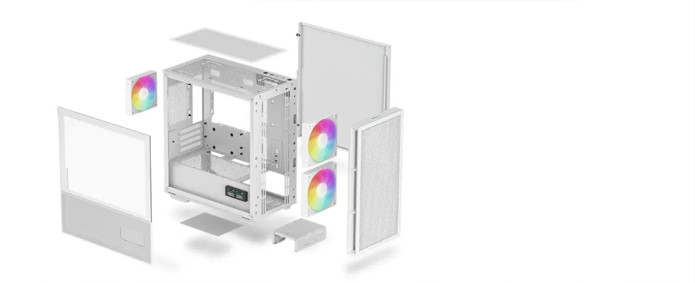 Hybrid tempered glass and mesh panel design for improved GPU airflow