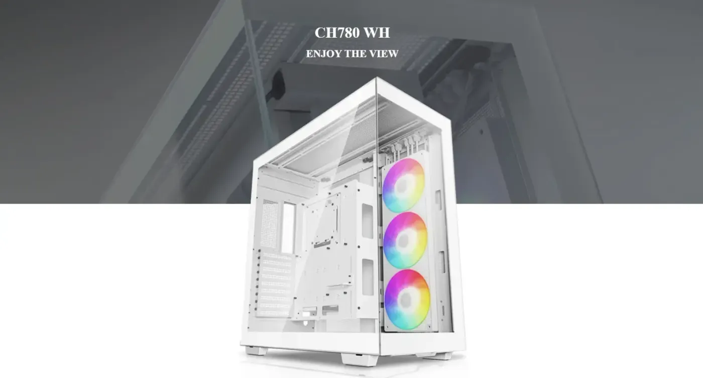 DeepCool CH780 WH white full-tower case shown with its panoramic glass panels