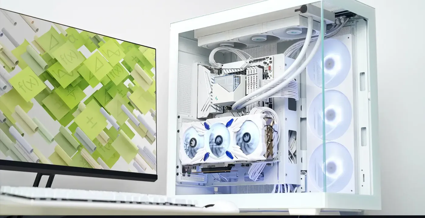 Full view of the assembled DeepCool CH780 WH white gaming PC case