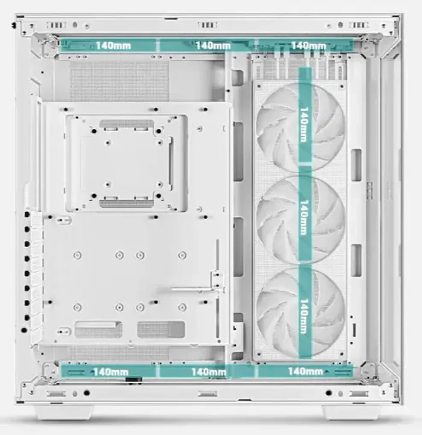 Side profile of the CH780 WH interior showing available CPU cooler clearance