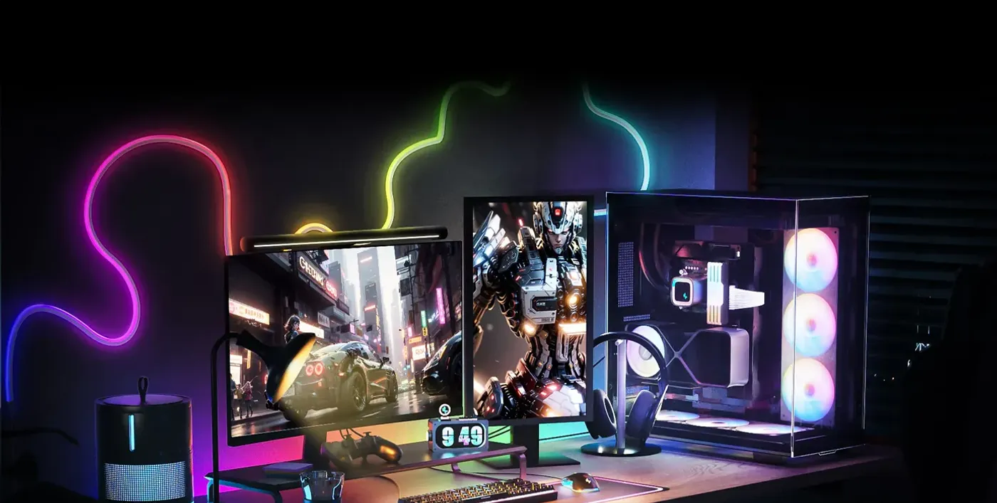 Flexible DeepCool EA160 ARGB light strip shaped into custom patterns