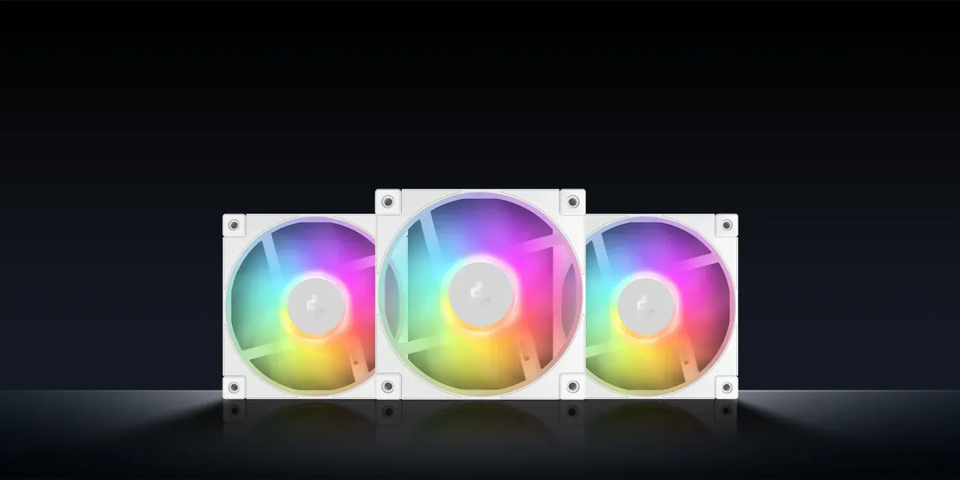DeepCool FD12 ARGB fans showcasing warranty validation logo
