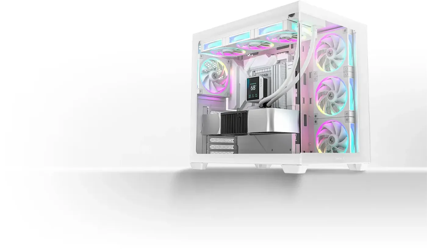 DeepCool FL12 WH 3IN1 RGB fan showcasing the luminous halo lighting effect