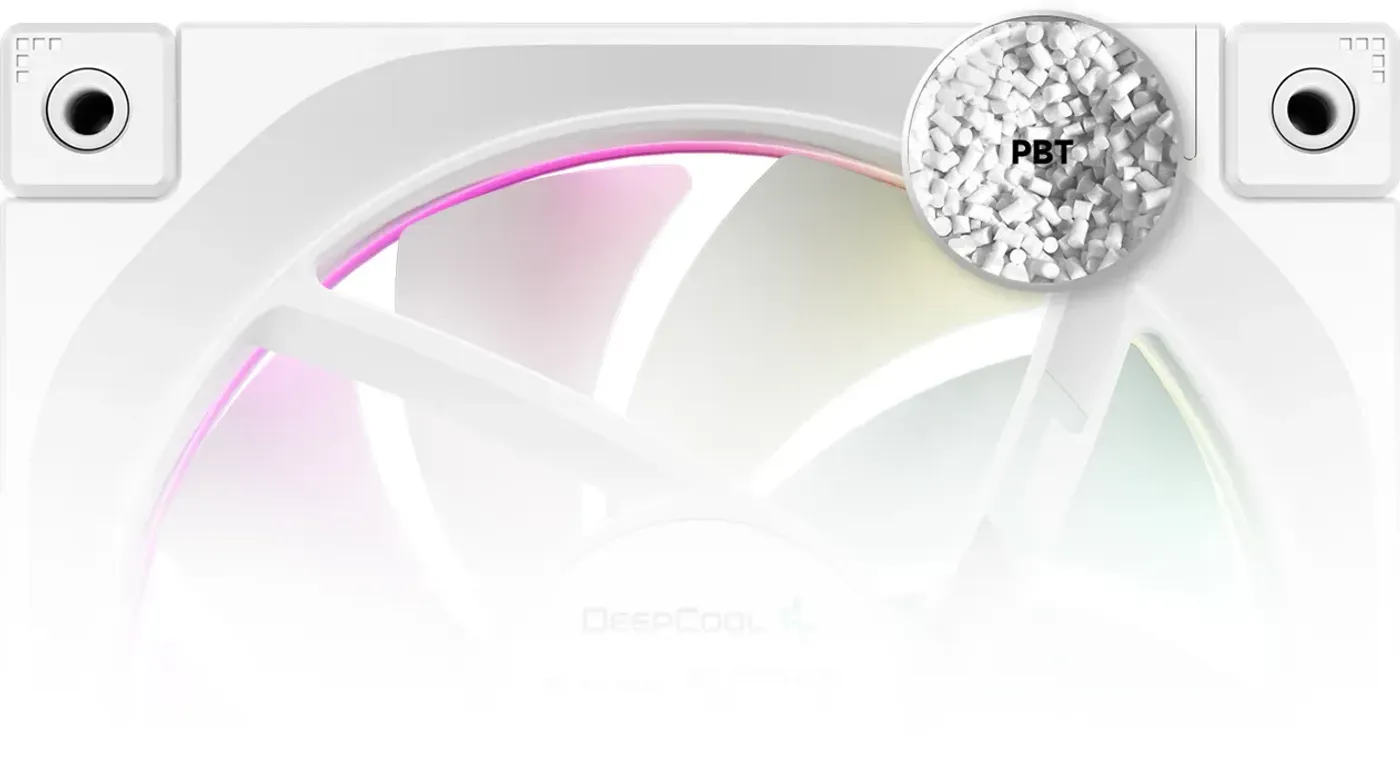 Durable DeepCool FL12 WH 3IN1 fan constructed with reinforced PBT materials