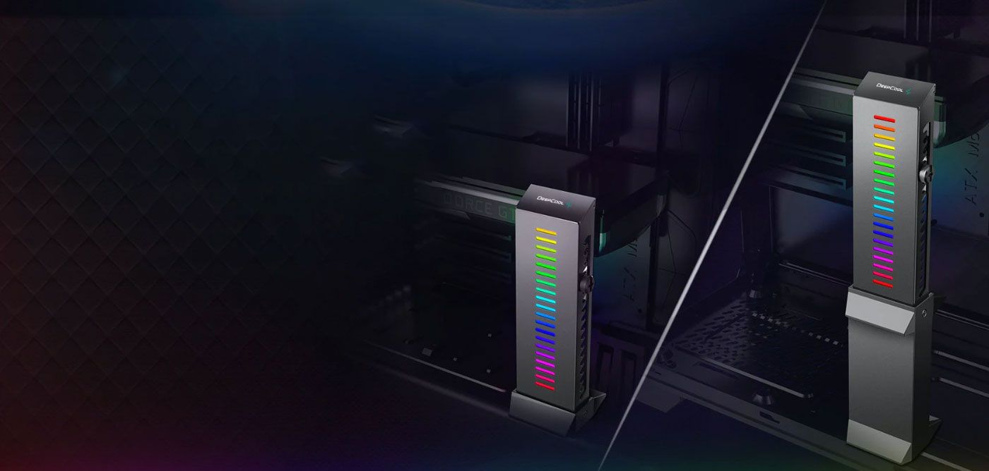 Deepcool GH-01 A-RGB fitted with its base extension for cases without a power supply shield