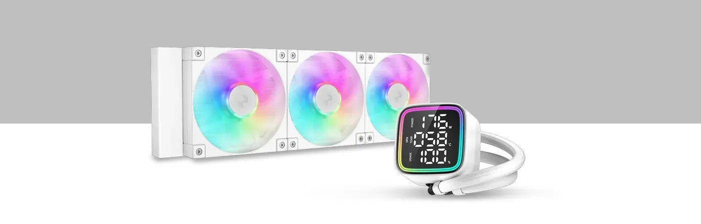 DeepCool LD360 liquid cooling system in white with RGB lighting