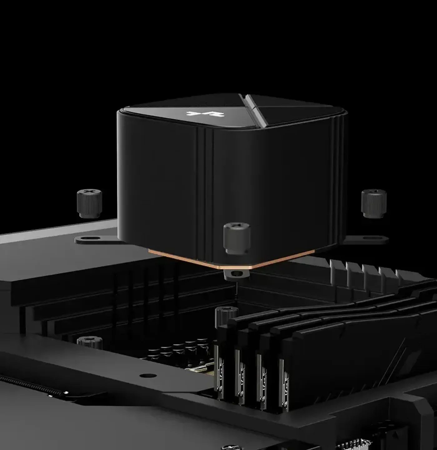 DeepCool LS520S Zero Dark mounting bracket and installation components