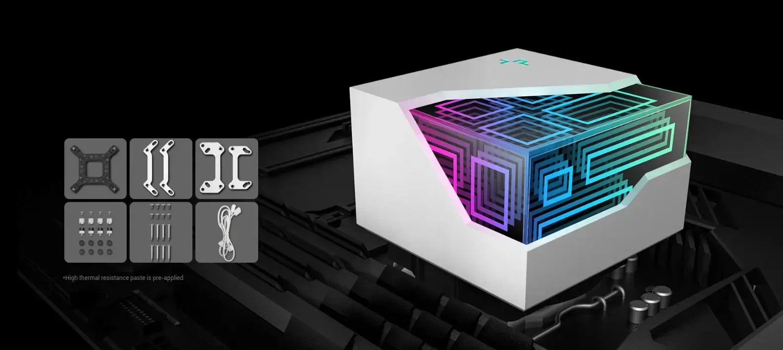 Installation Components for DeepCool LT240 ARGB Cooler in high resolution
