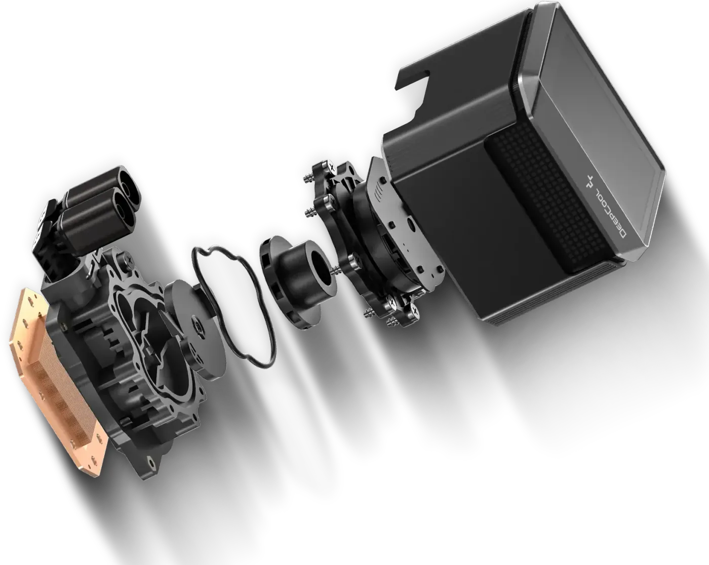 DeepCool 5th generation water pump motor assembly detailed close-up