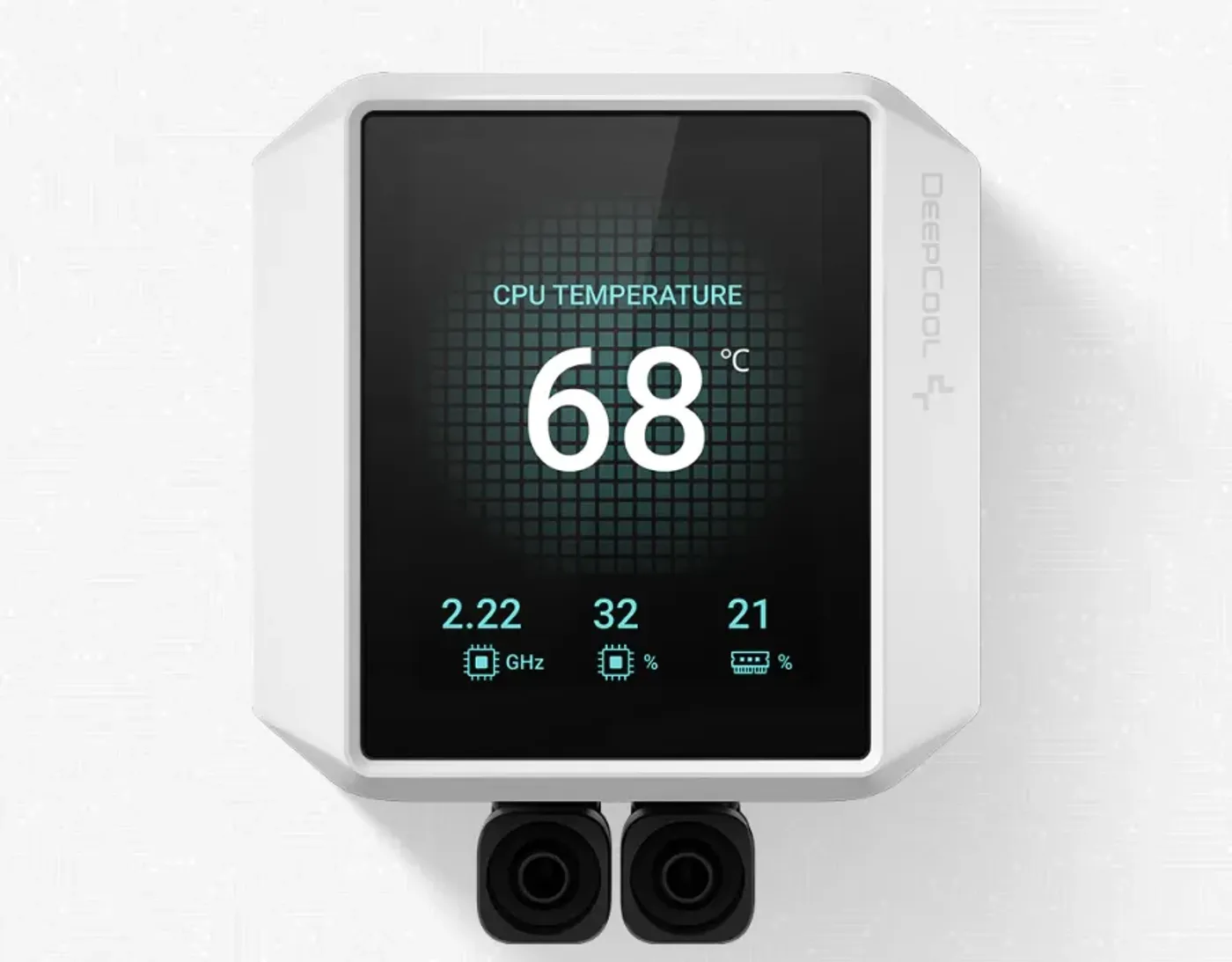 High resolution 2.8 inch LCD display showing real-time system monitoring data