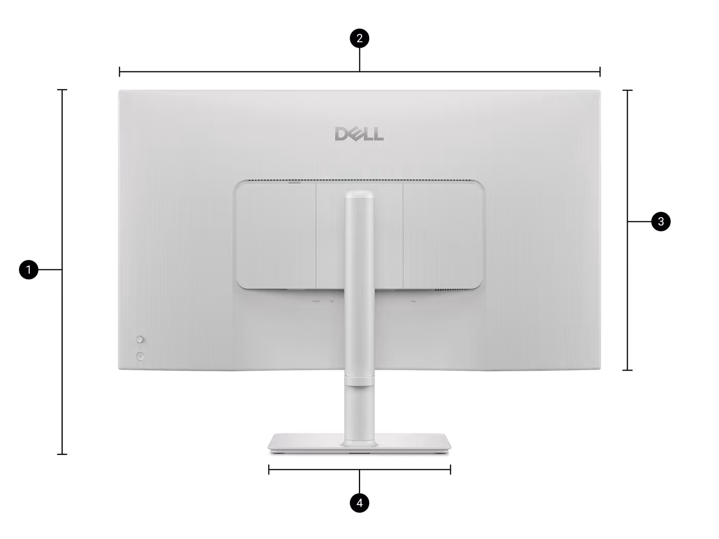 Dimensional diagram displaying monitor measurements and weight specifications