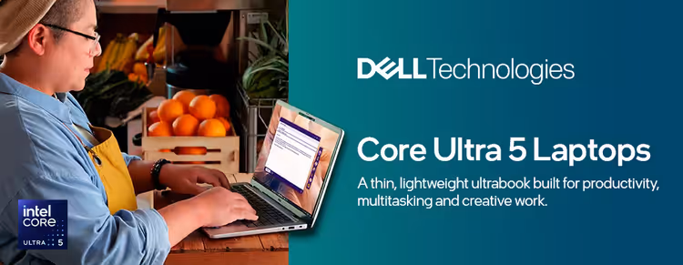 Dell Core Ultra 5 Laptop — Thin & Light Ultrabook for Professionals, Creators & Students