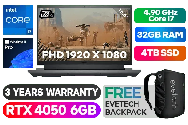 Dell Inspiron G15 5530 Core i7 RTX 4050 Gaming Laptop With 32GB RAM & 4TB SSD - image 1 Dell Inspiron G15 5530 Core i7 RTX 4050 Gaming Laptop With 32GB RAM & 4TB SSD - image 1
