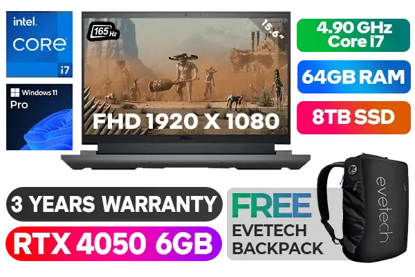 Dell Inspiron G15 5530 Core i7 RTX 4050 Gaming Laptop With 64GB RAM & 8TB SSD - image 1 Dell Inspiron G15 5530 Core i7 RTX 4050 Gaming Laptop With 64GB RAM & 8TB SSD - image 1