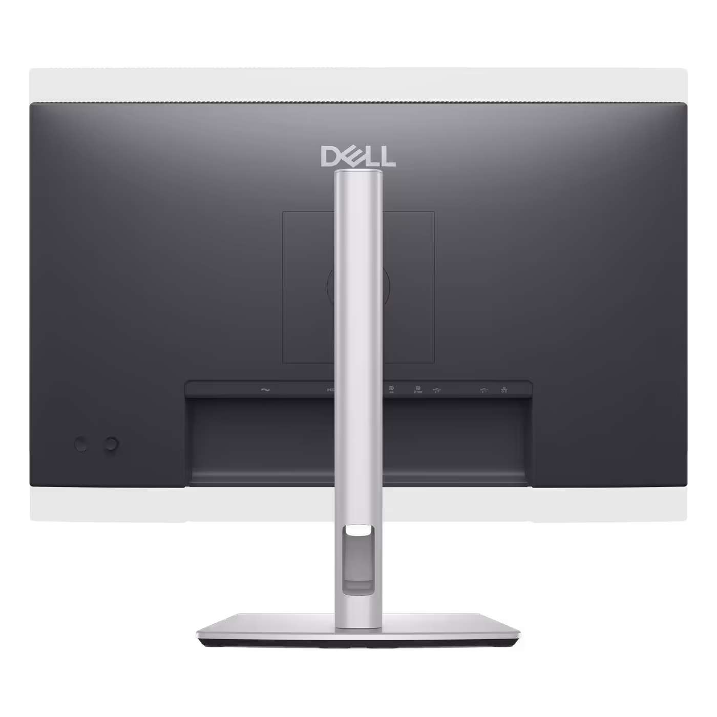 Dell Pro 27 Plus P2725DE rear view showing the height-adjustable stand and cable riser
