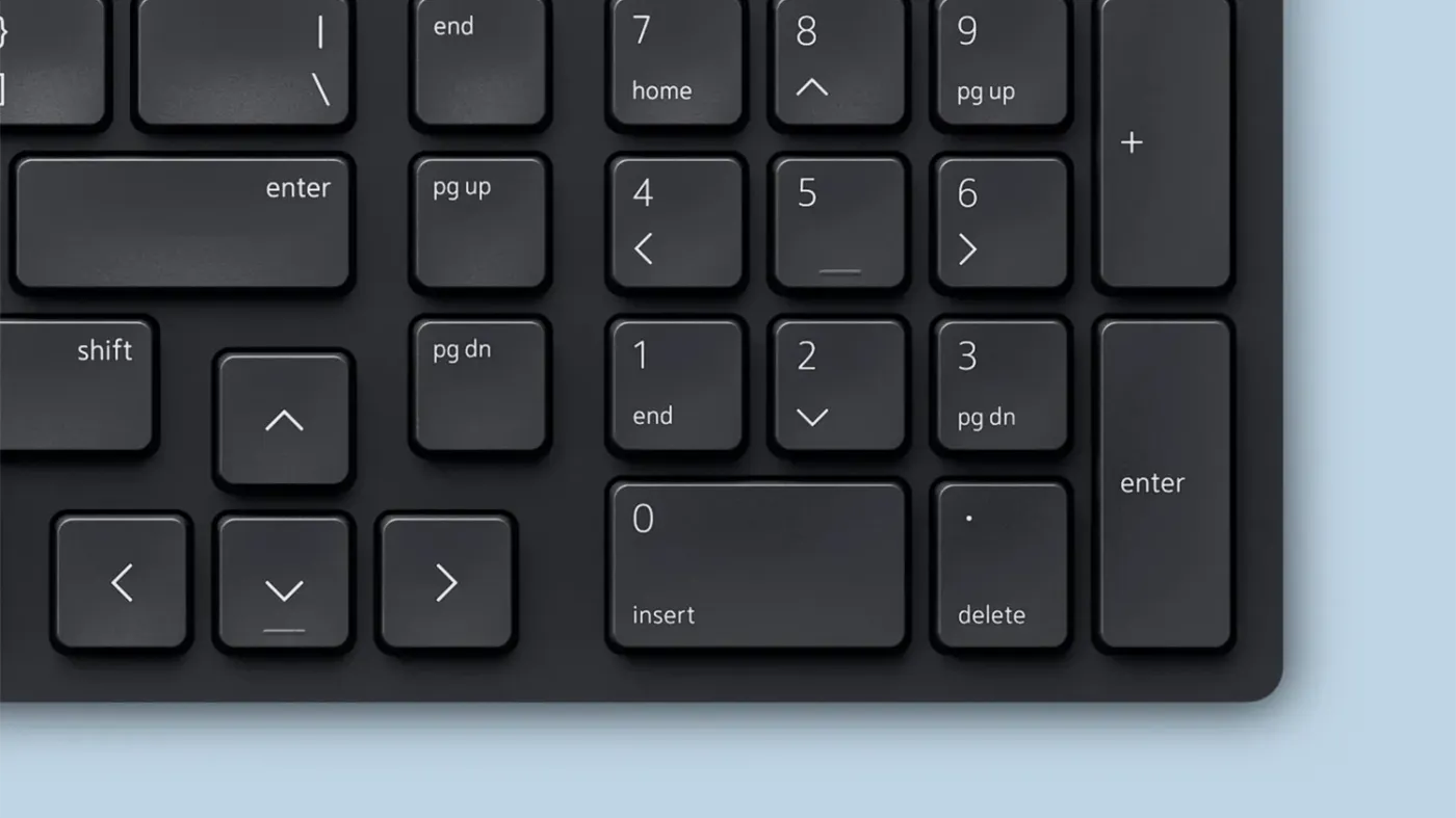 Compact keyboard layout featuring full-sized keys
