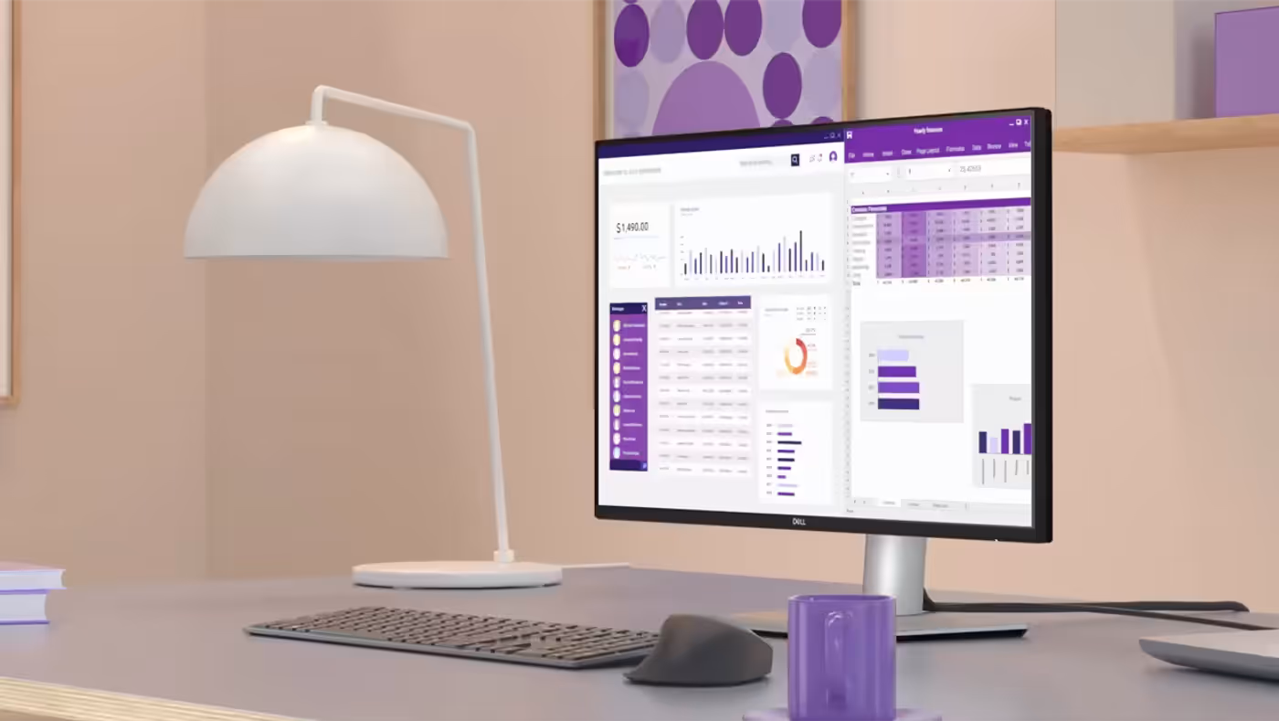 Close-up of Dell Pro 27 Plus monitor showing ComfortView Plus feature