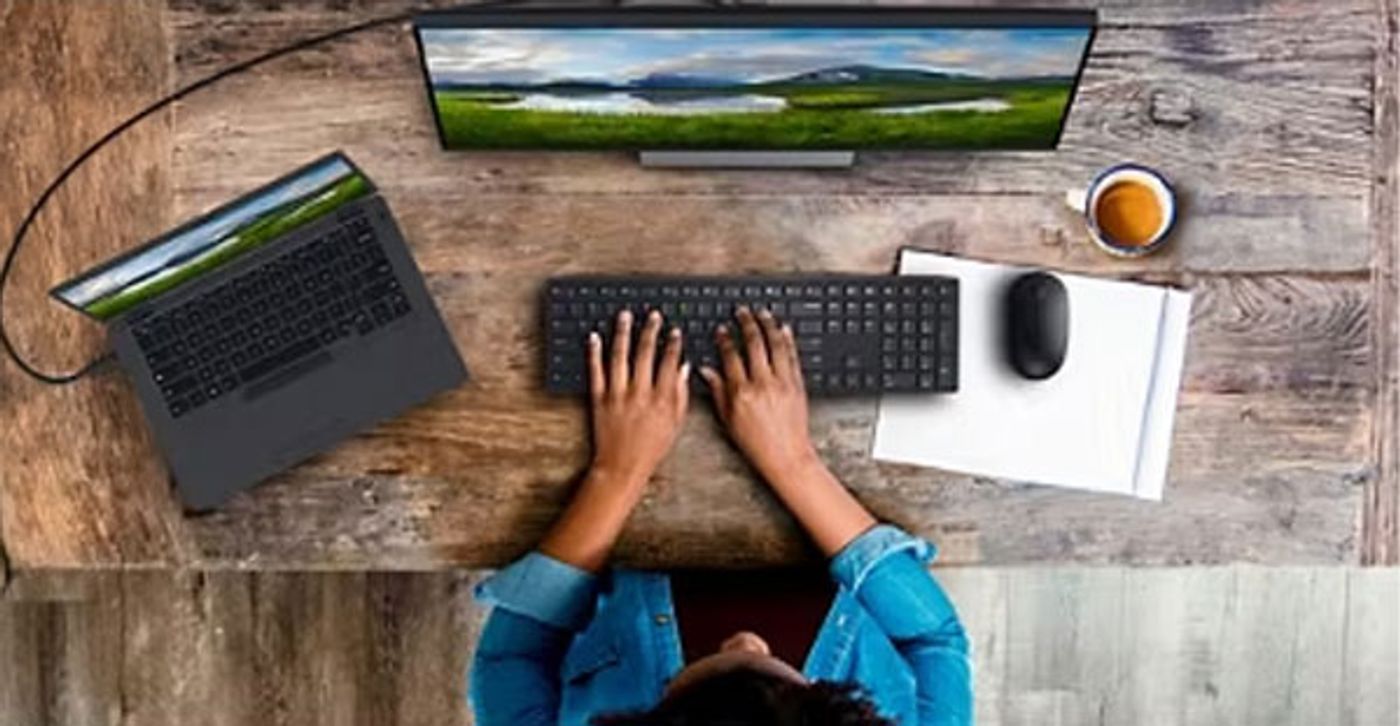 Dell Pro Wireless Keyboard and Mouse combo showing productivity layout features