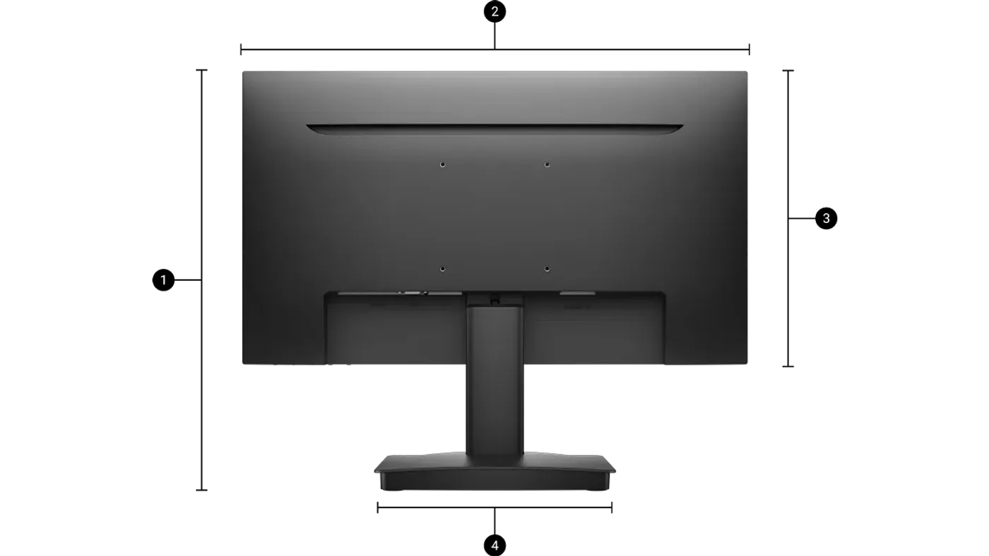 Dimensional diagram showing the size specifications of the Dell 22-inch monitor