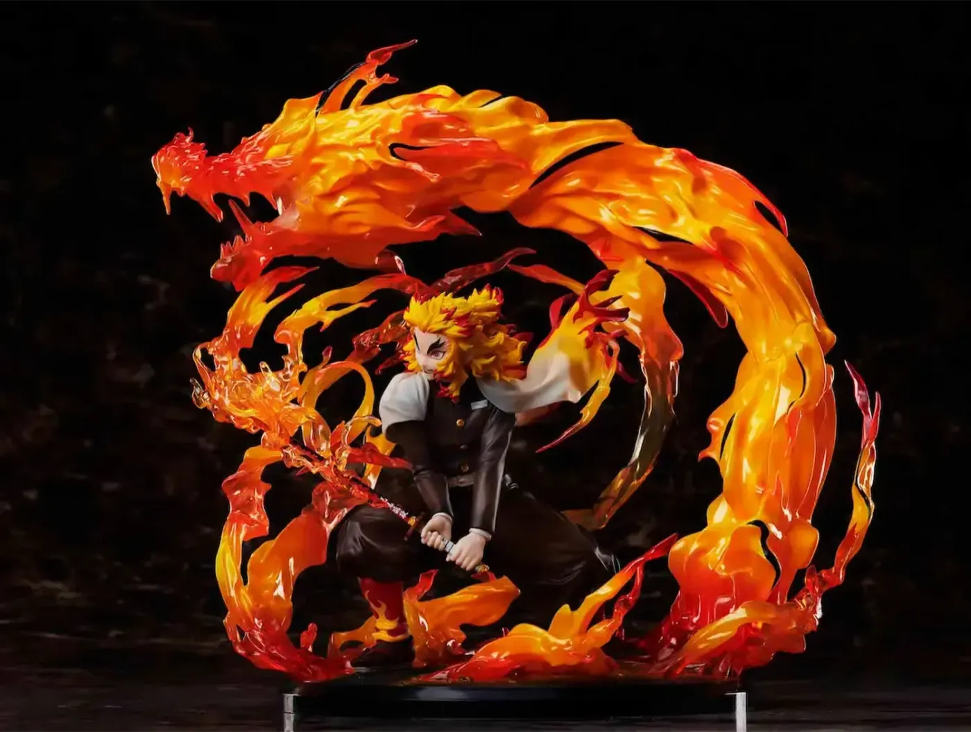 Full height view of the approximately 10 inch tall Rengoku scale figure
