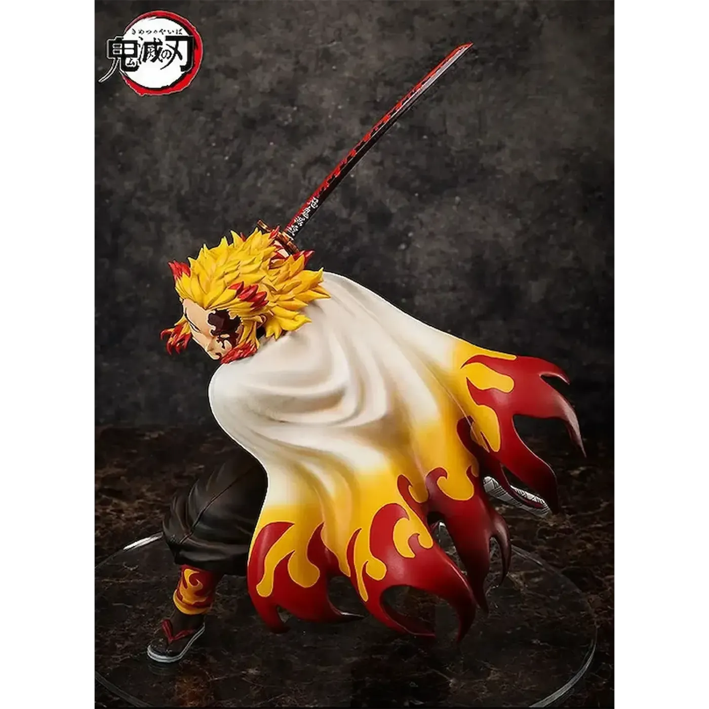 Detail of the realistic battle wounds sculpted onto the Rengoku figure