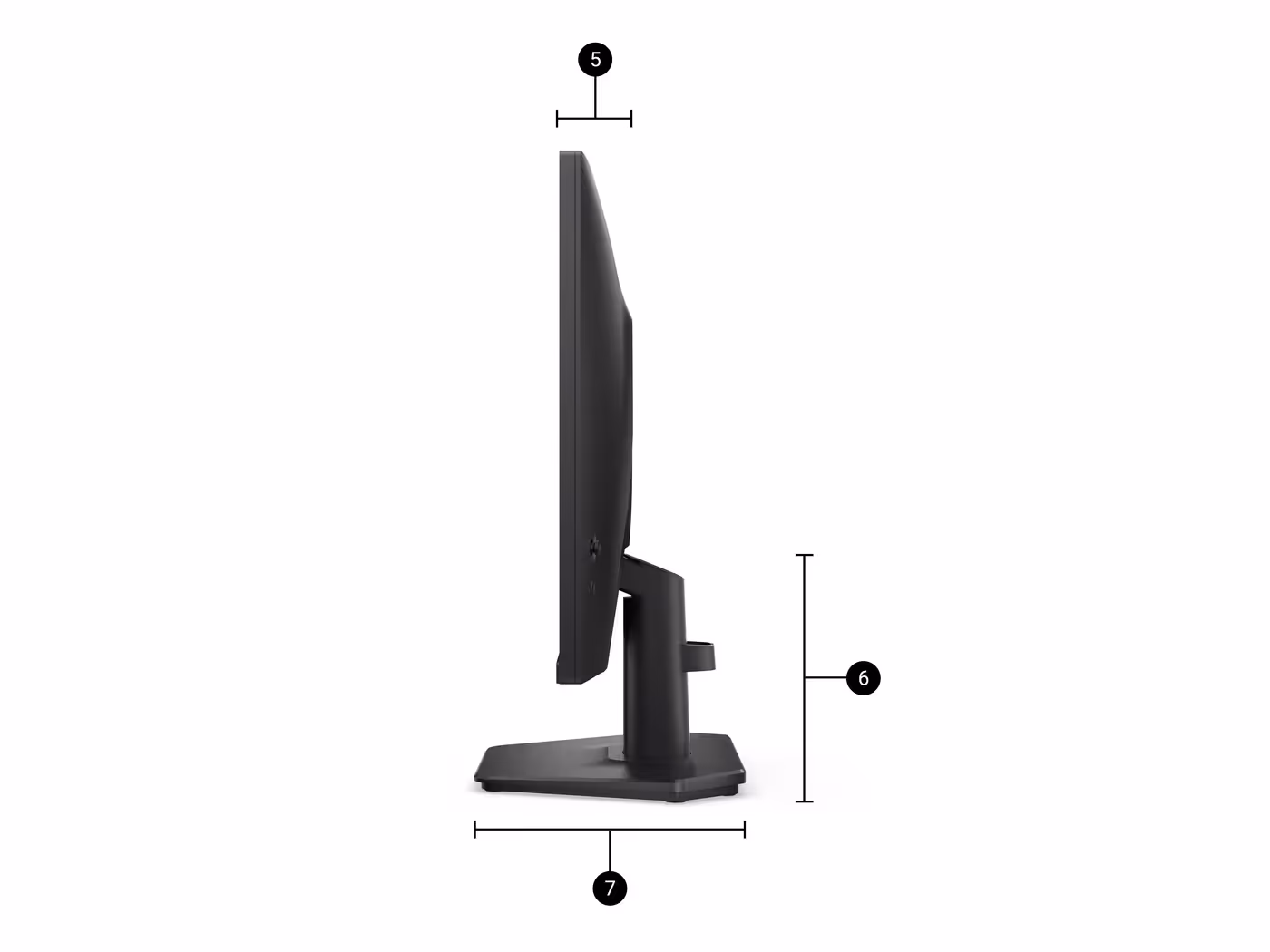 Rear view of the monitor highlighting physical dimensions