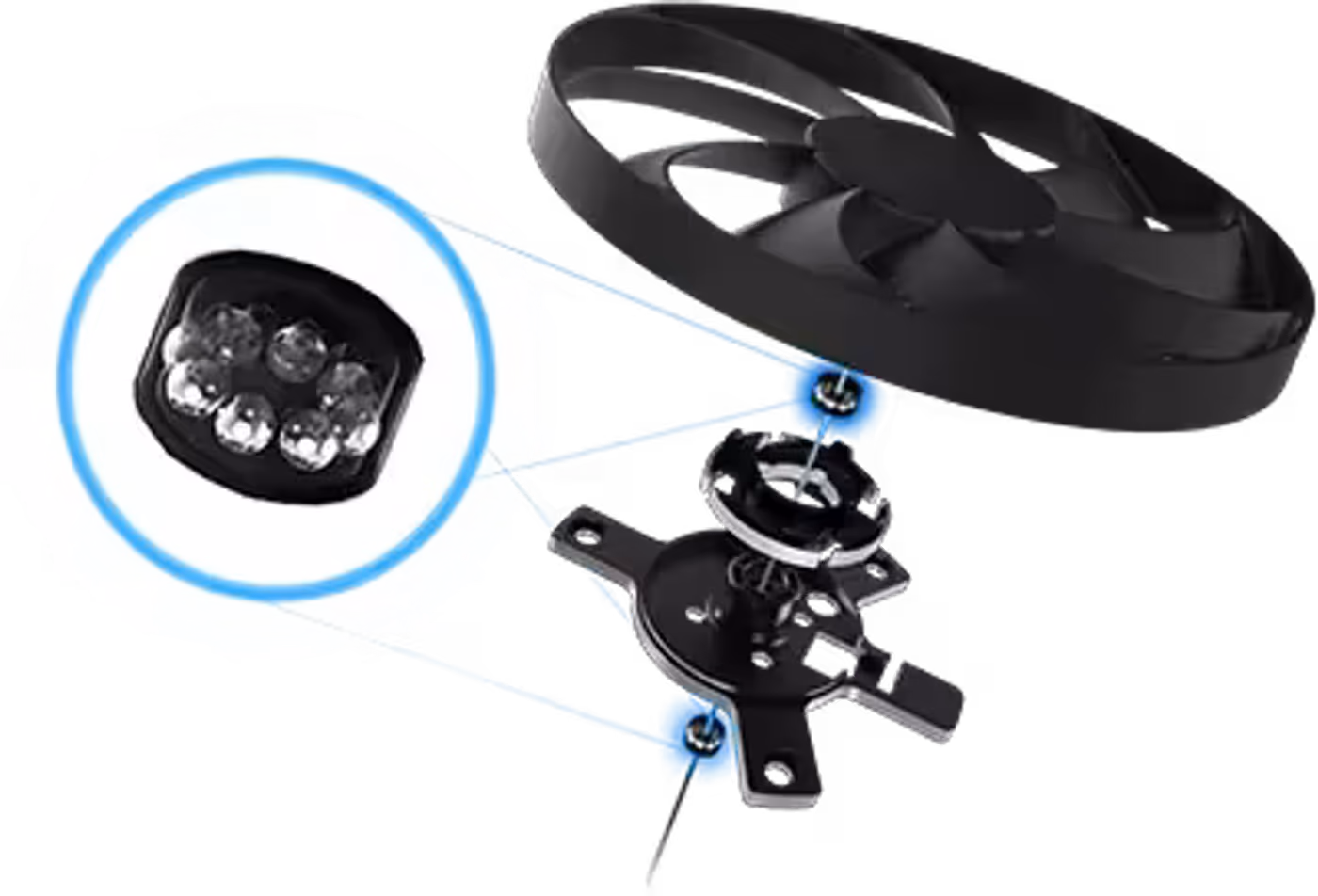 Dual-ball fan bearings illustrating enhanced durability versus sleeve bearings