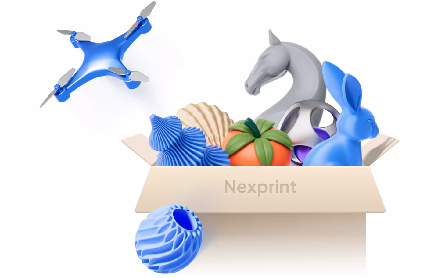 Nexprint 3D model hub interface for browsing and printing designs