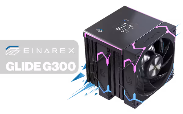 EINAREX GLIDE G300 CPU Cooler — Dual-Tower, Display - image 1 EINAREX GLIDE G300 CPU Cooler — Dual-Tower, Display - image 1
