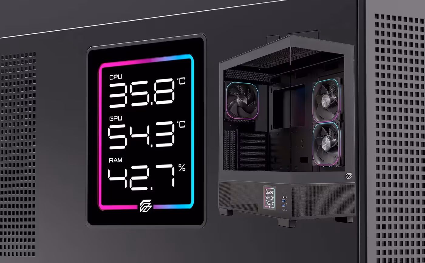 PULSE PM400 compact PC case with wood accents and RGB lighting