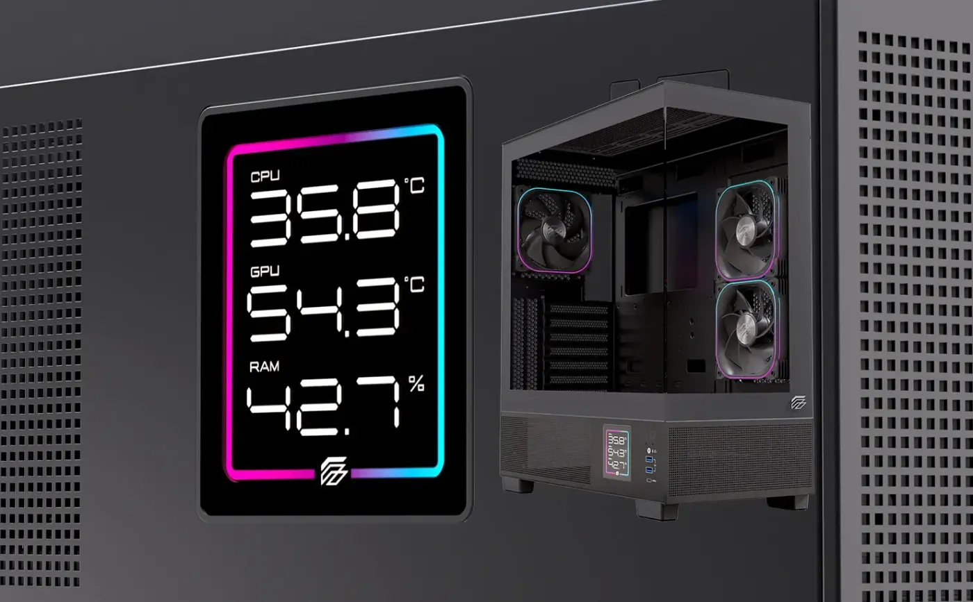 PULSE PM400 compact PC case with wood accents and RGB lighting