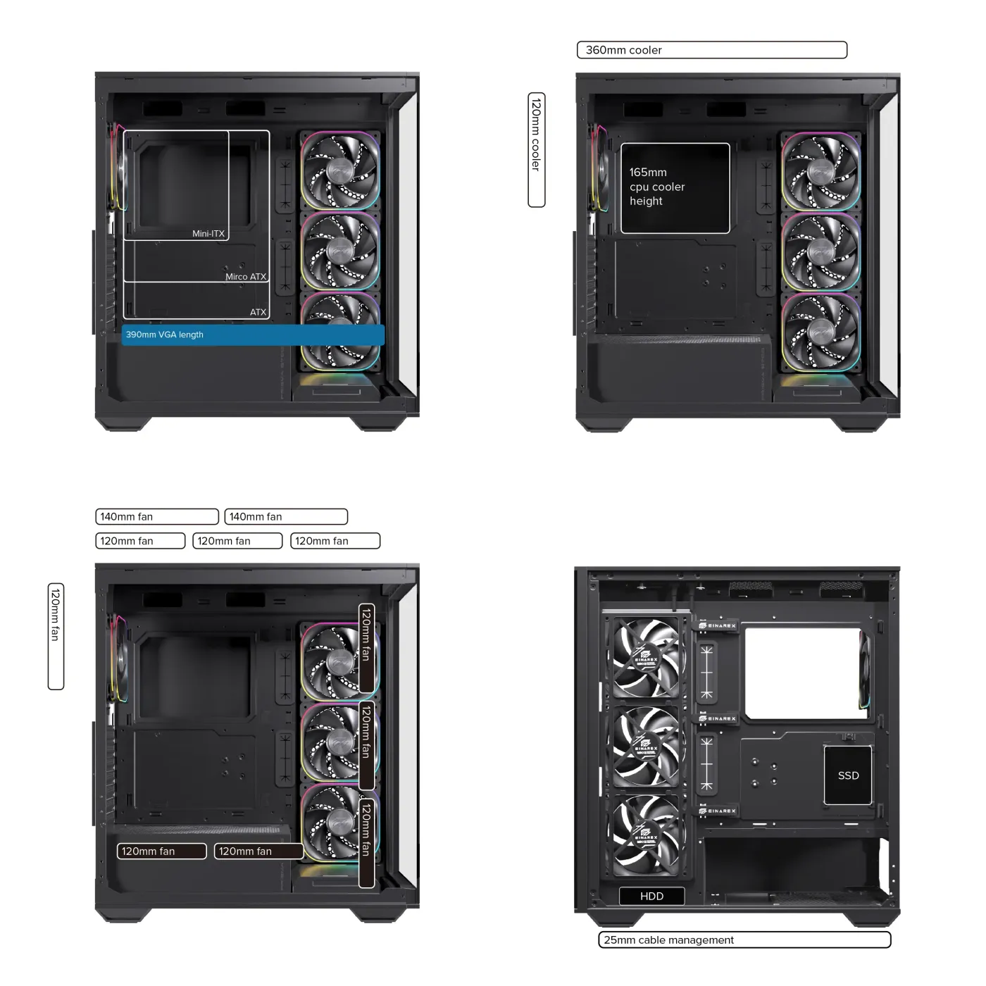Back-slide tempered glass panel feature showing tool-free access.
