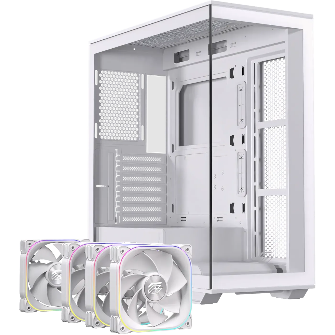 S700 case showing 3 side RGB fans and 1 rear RGB fan.